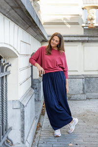 Allison- dunne trui vlindermouw -framboos