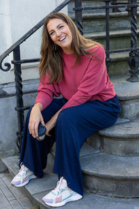 Allison- dunne trui vlindermouw -framboos