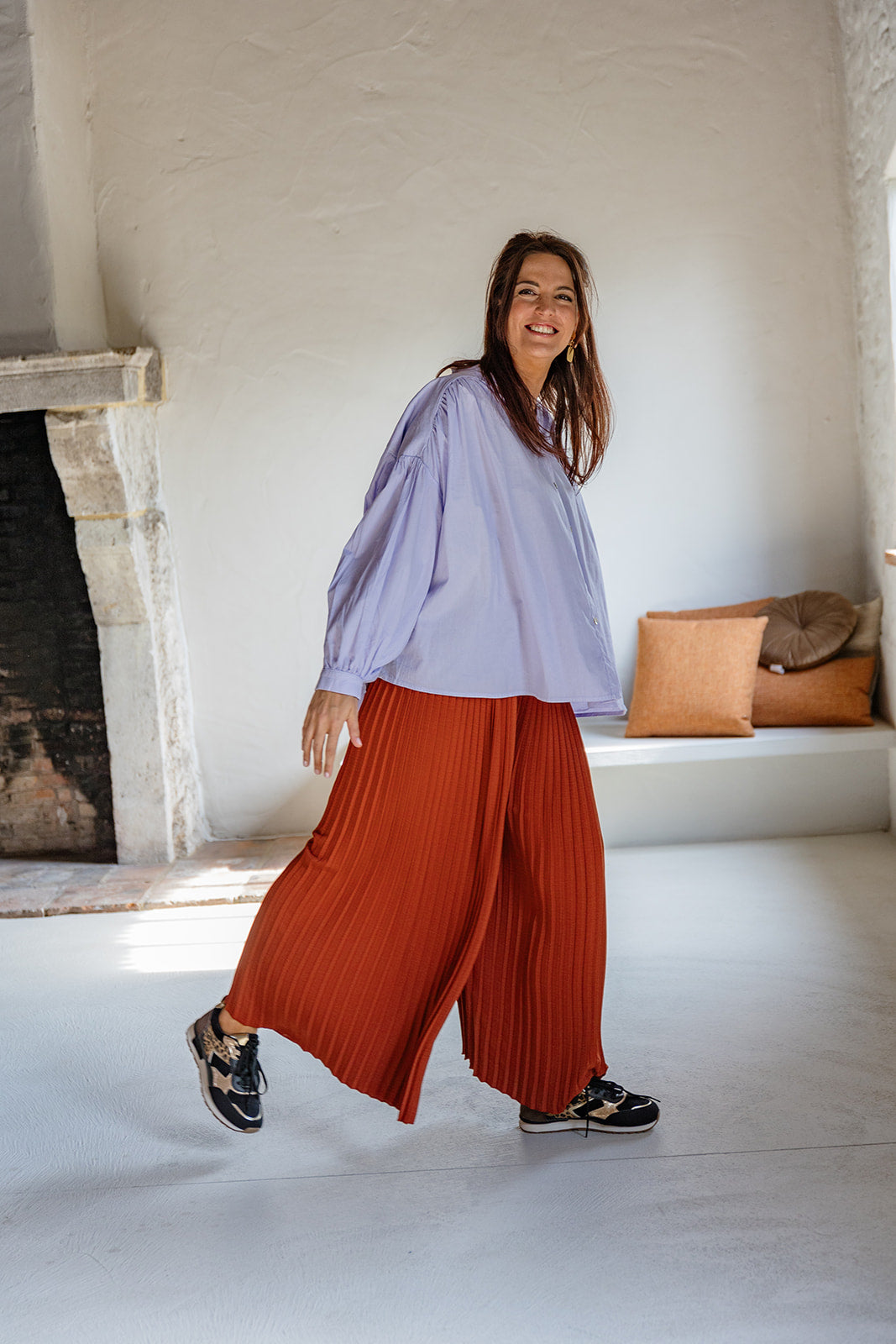 Bin - broek plissé- cognac