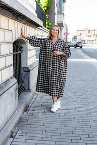 Ava-  kleedje - checkered zwart