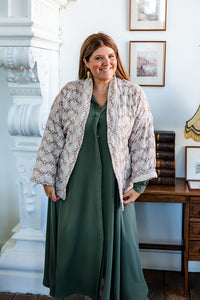 Adriana - vest - beige gebloemd