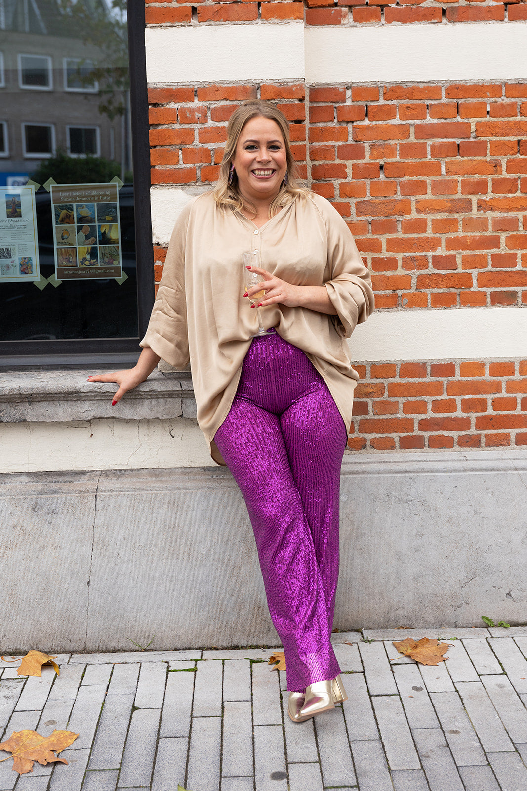 RONDE PRIJS: Coco- glitterbroek - mauve