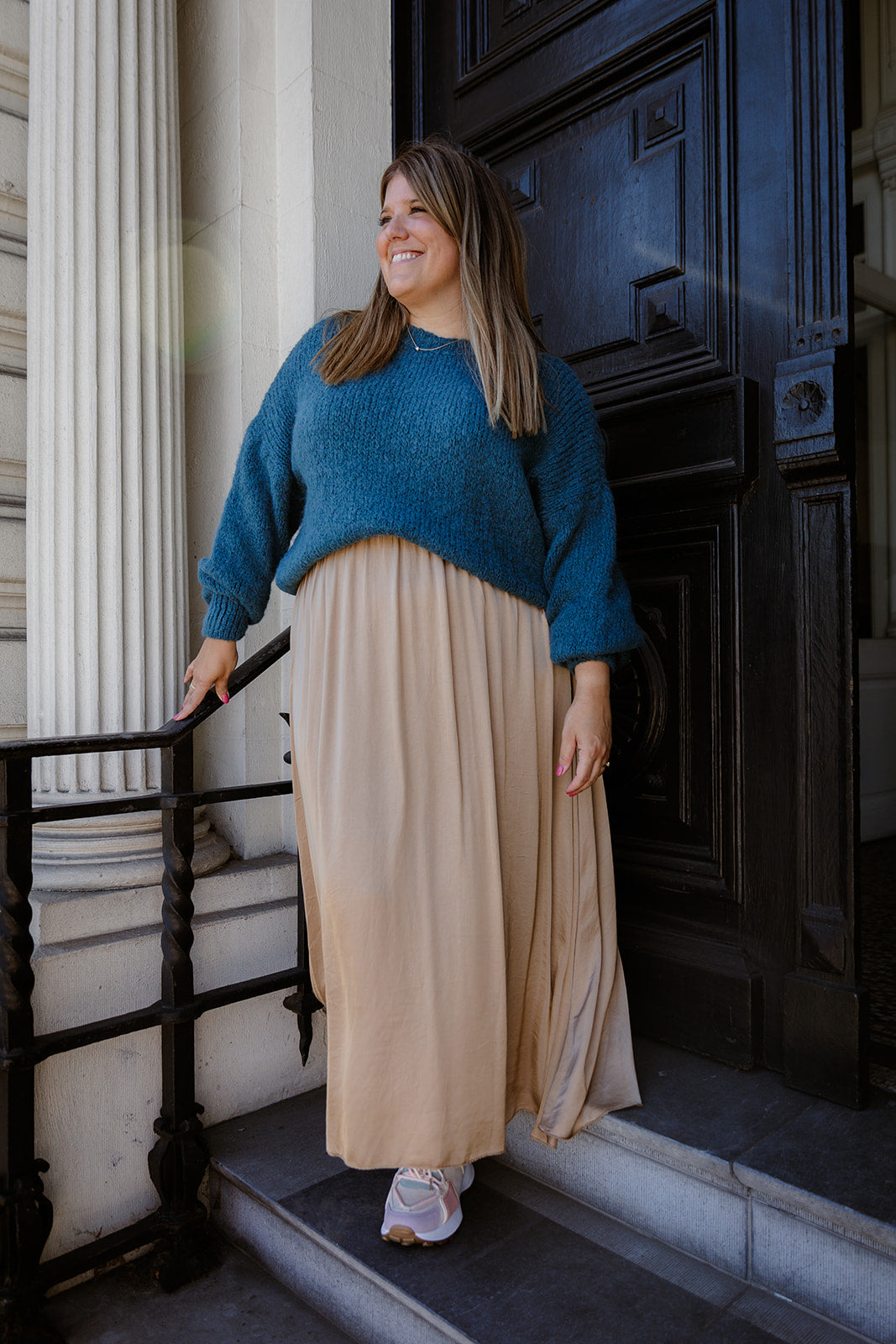 Luna - lange rok - beige/goud