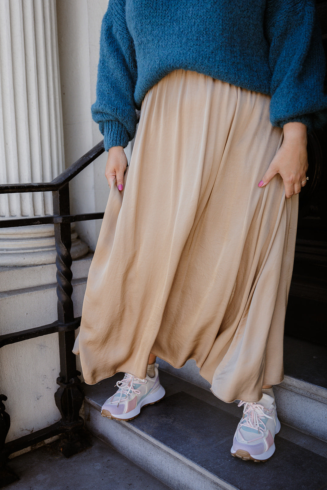 Luna - lange rok - beige/goud