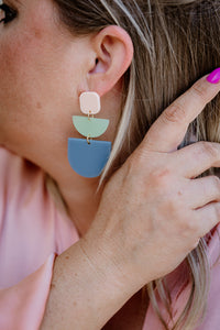 Candi- oorbellen - zalm/mint/eucalyptus