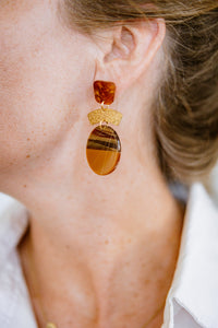 Raine- oorbellen -cognac/goud