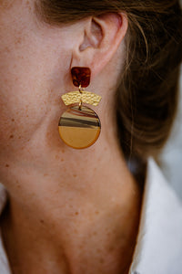 Raine- oorbellen -cognac/goud