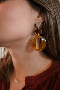 Noah - oorbellen - oranje cognac goud LAATSTE STUK