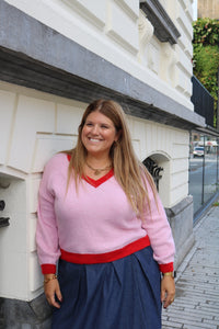 Miss - trui V-hals - roze/rood