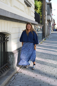 Luca - rok Leopard -marineblauw/lichtblauw
