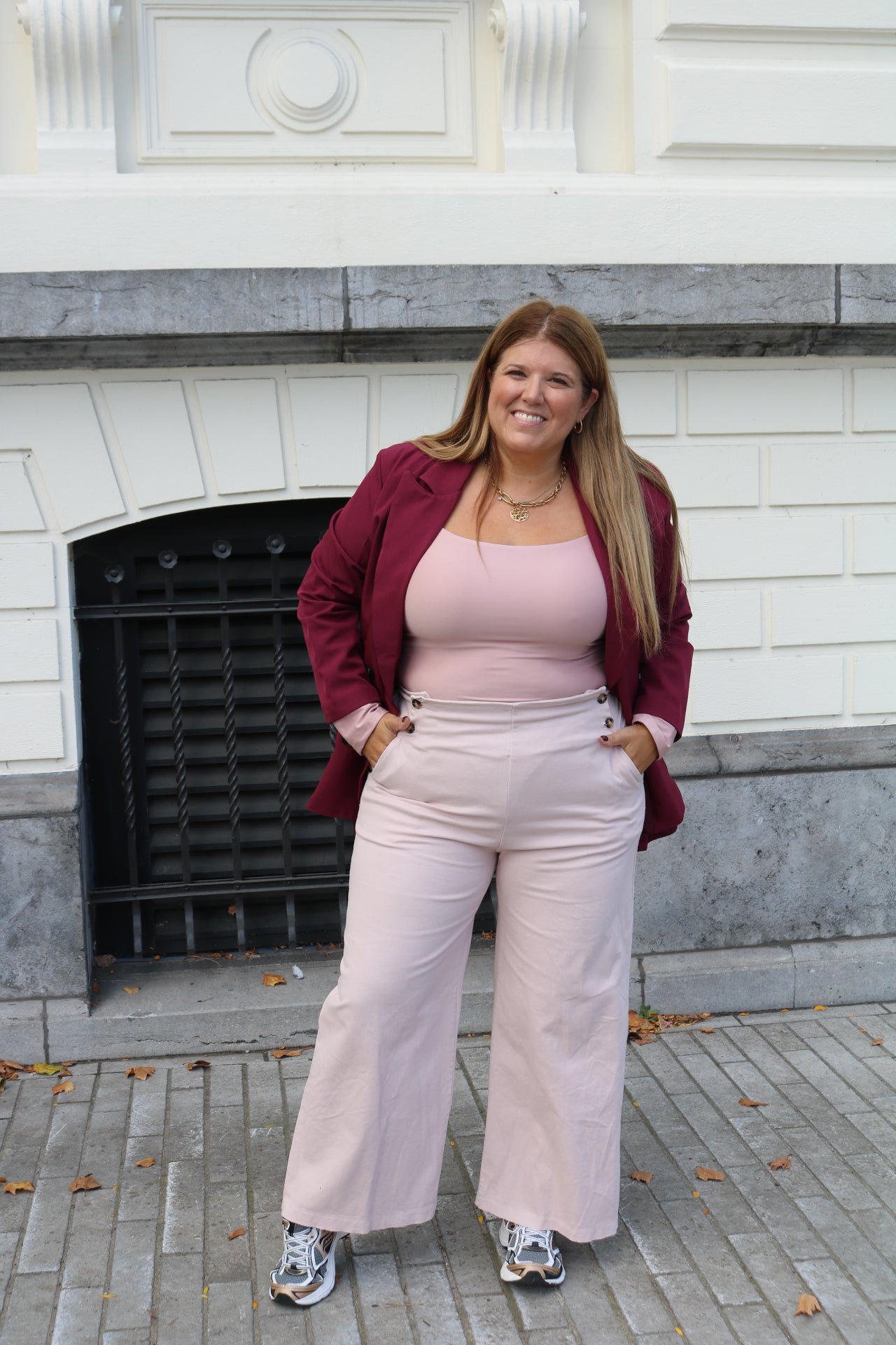 Toni - broek met knopen - poederroze
