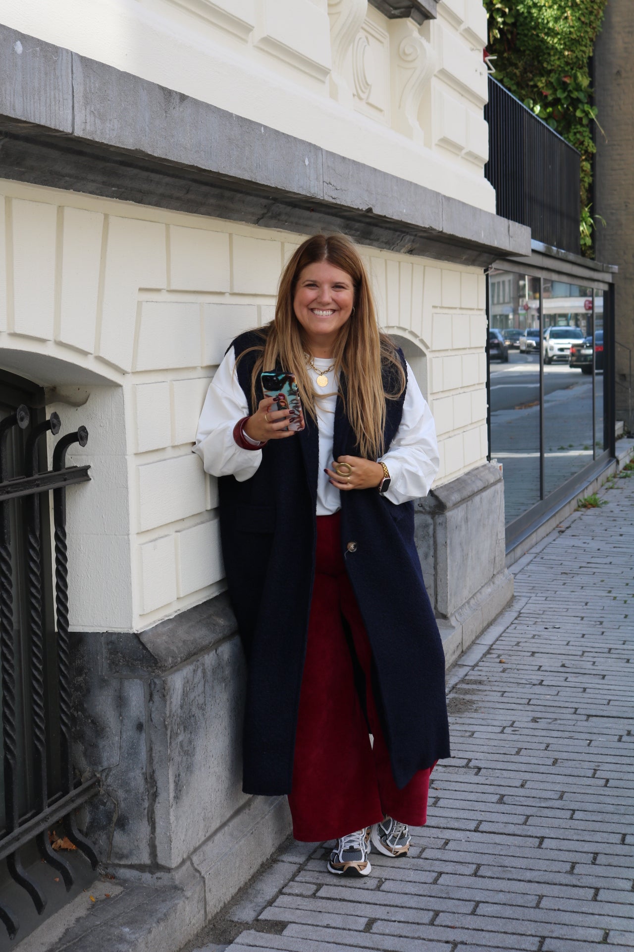 Rika - mouwloze jas - marineblauw