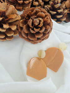 Jules- oorbellen - cognac/ecru