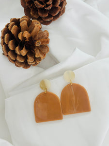 Jules- oorbellen - cognac/ecru