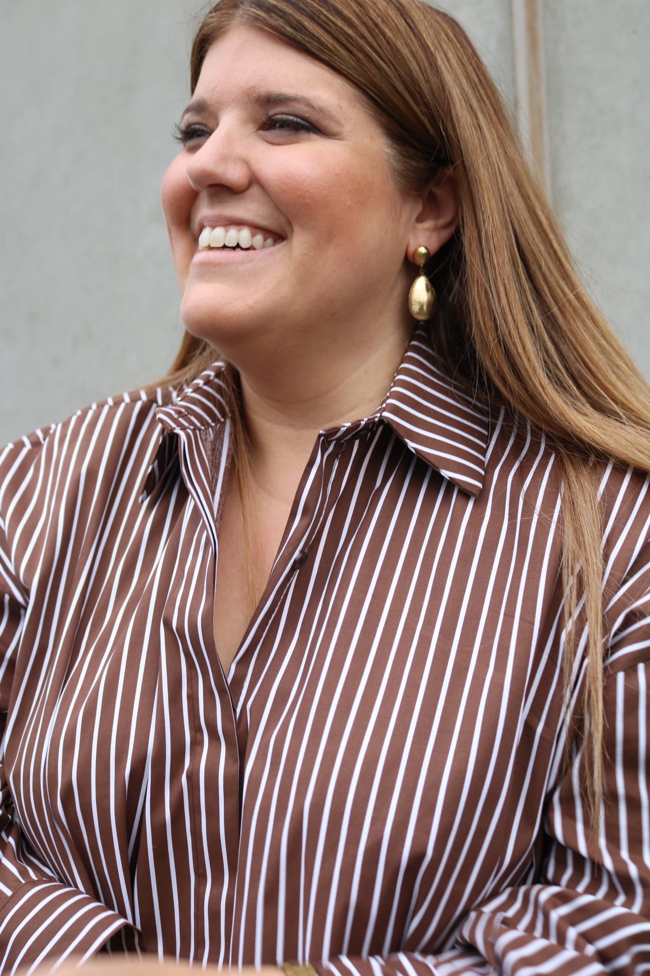 Colette - hemdkleedje gestreept - chocobruin