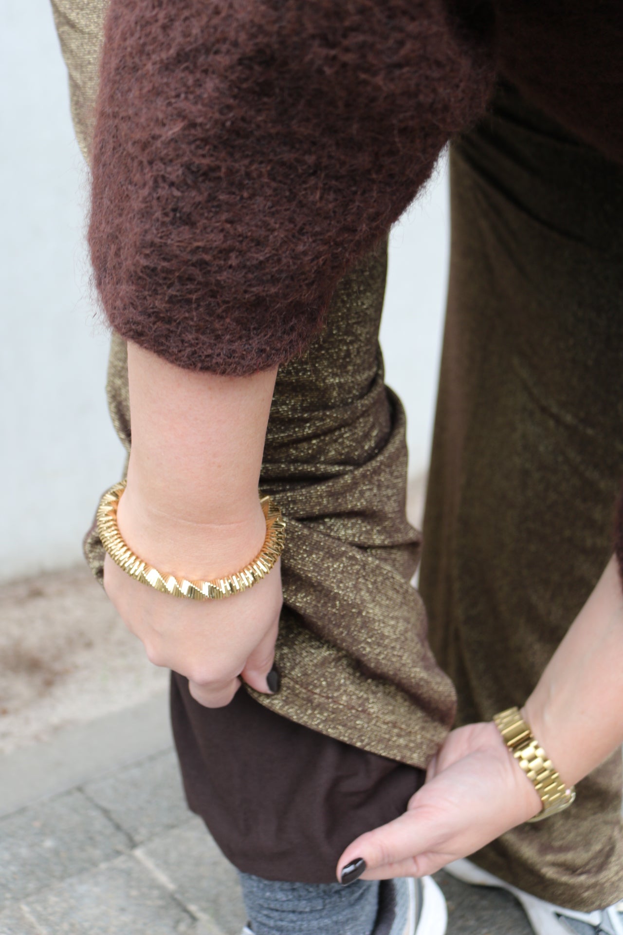 Holly - glitterbroek - goud/bruin