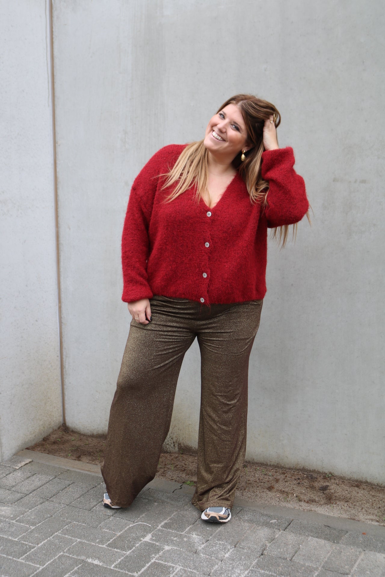 Holly - glitterbroek - goud/bruin