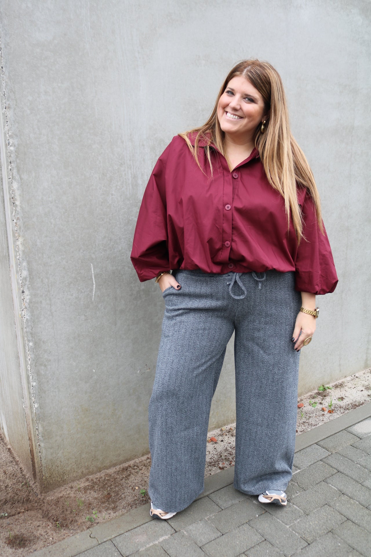 Grisse - broek visgraat -grijs TU CURVE ❗️