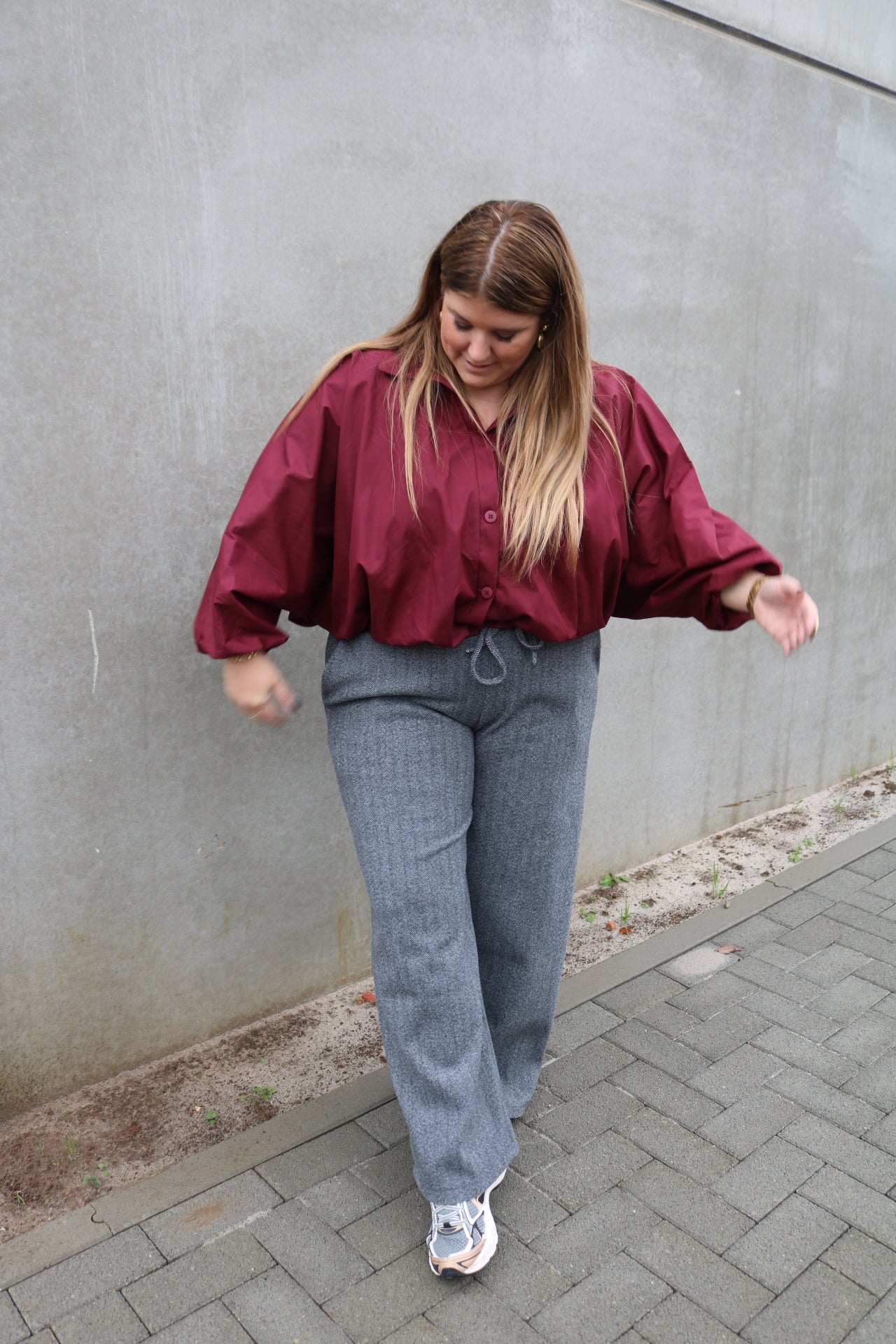 Grisse - broek visgraat -grijs TU CURVE ❗️