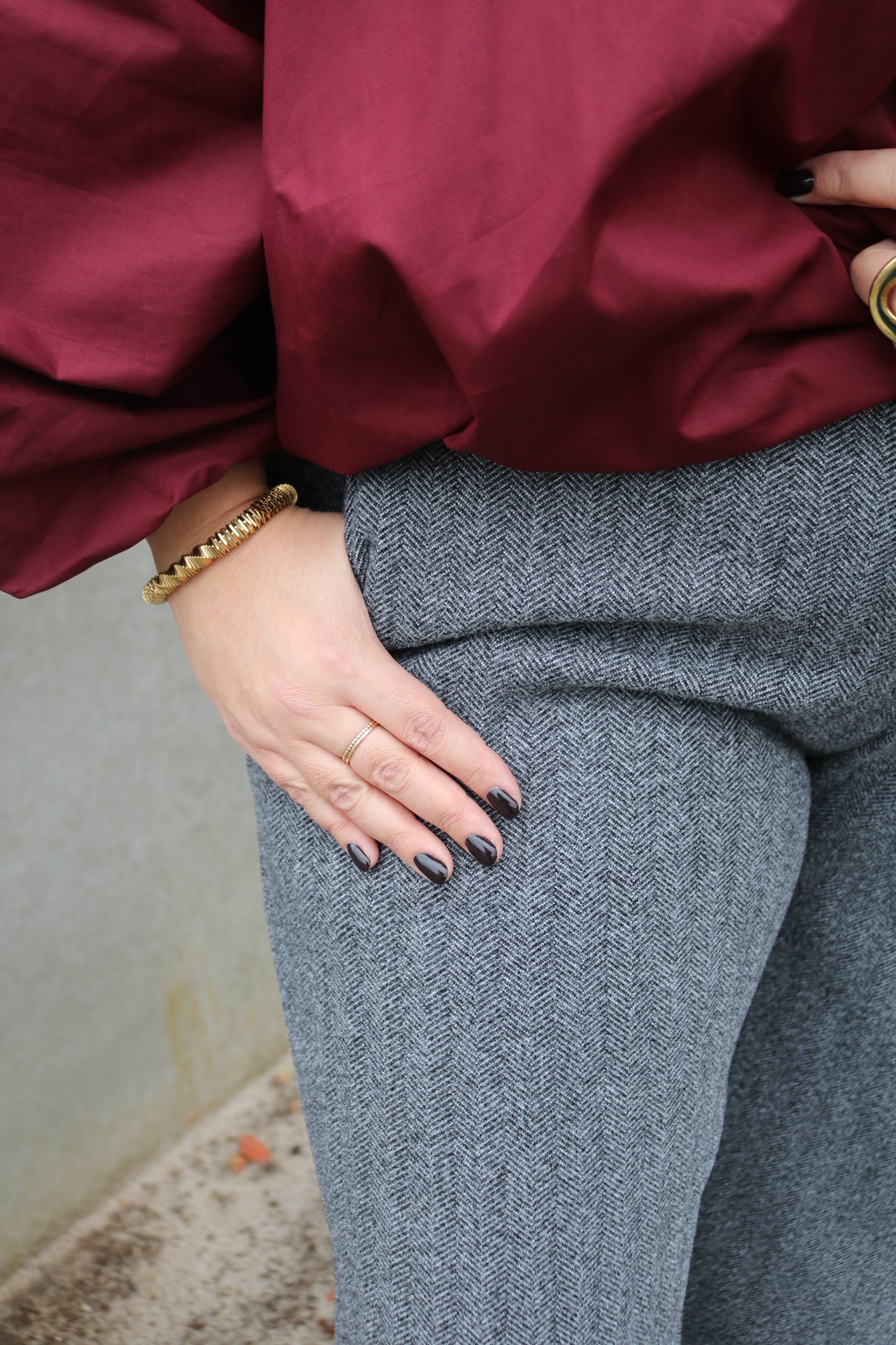 Grisse - broek visgraat -grijs TU CURVE ❗️