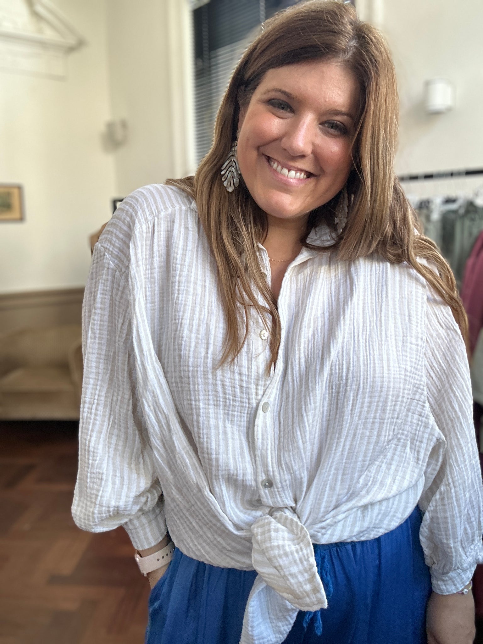 Faye-  oversized blouse - striped beige
