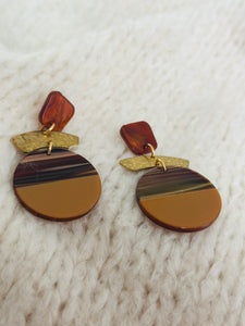 Raine- oorbellen -cognac/goud