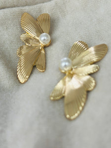 Fly- oorbellen - goud/parel
