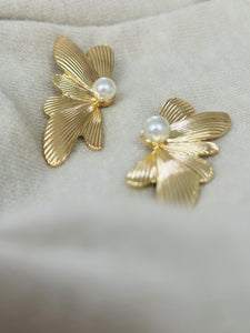 Fly- oorbellen - goud/parel