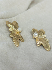 Fly- oorbellen - goud/parel