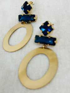 Blue- oorbellen - goud/marineblauw
