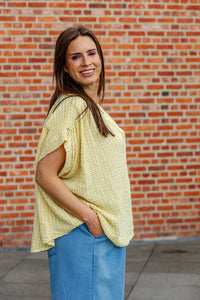 Cian - mouwloze blouse - vichy geel