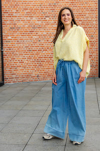 Cian - mouwloze blouse - vichy geel