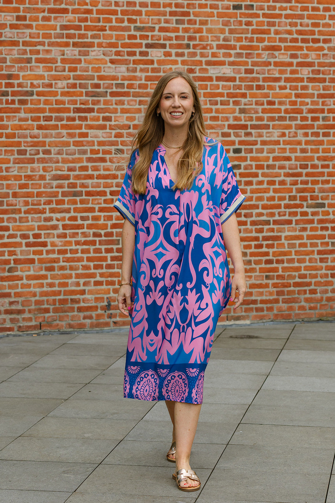 Emz - kleedje print - blauw/roze