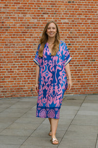 Emz - kleedje print - blauw/roze