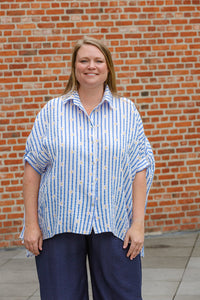 Maddi - blouse - wit/blauw/geel