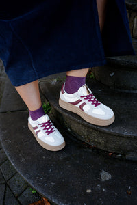 Urban - sneakers -beige/burgundy - hoge zool- maat 37