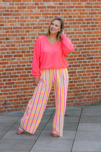 Tez - broek - fluo gestreept (LANG!) - laatste stuk