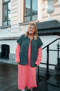 Venice - knit kleedje V-hals - watermeloen roze