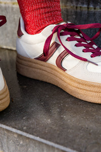 Urban - sneakers -beige/burgundy - hoge zool- maat 37