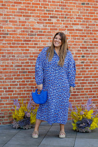 Lo - kleedje print - leo blauw- laatste stuk