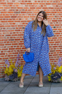 Lo - kleedje print - leo blauw- laatste stuk