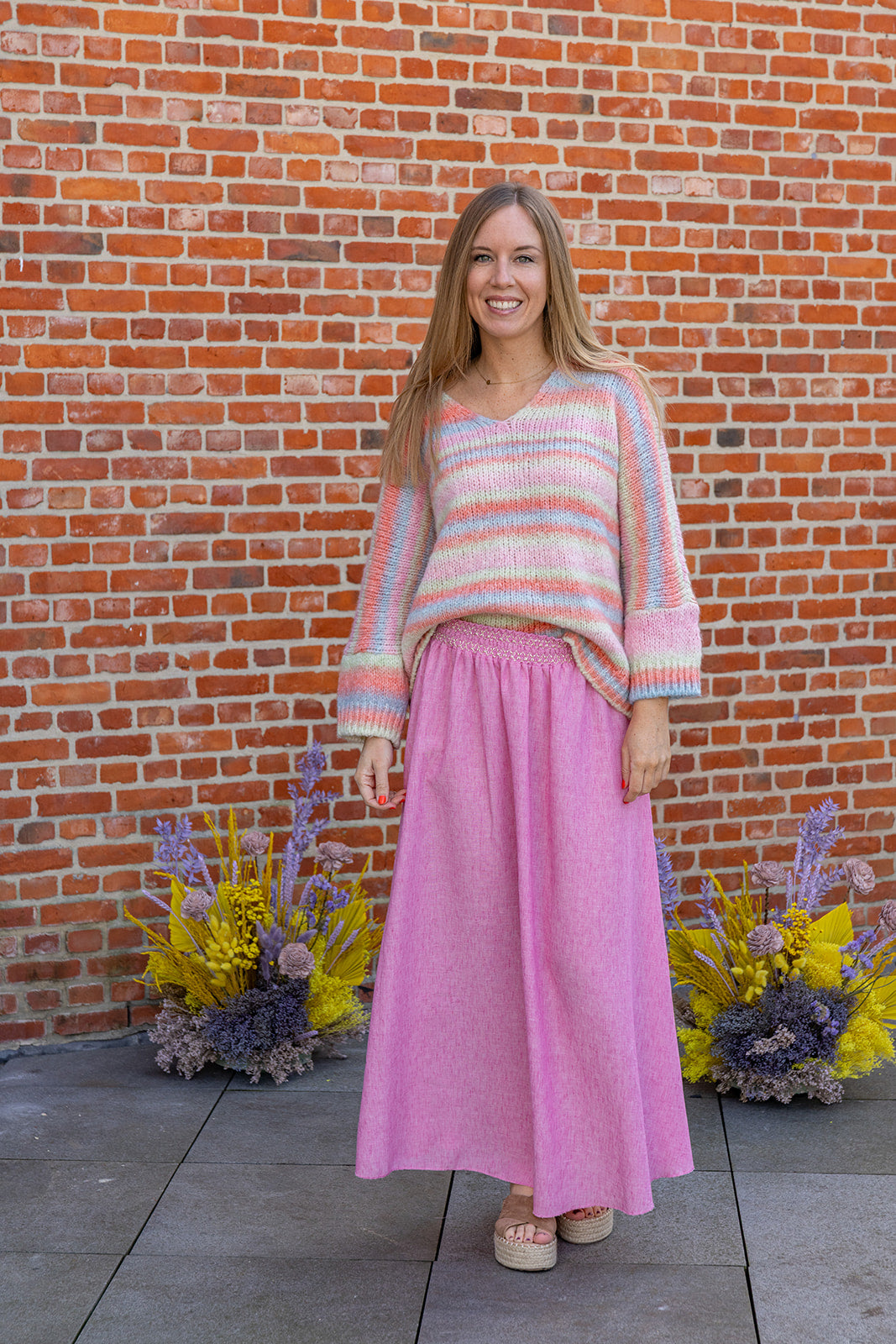 Dorianne - trui - gestreept pastel