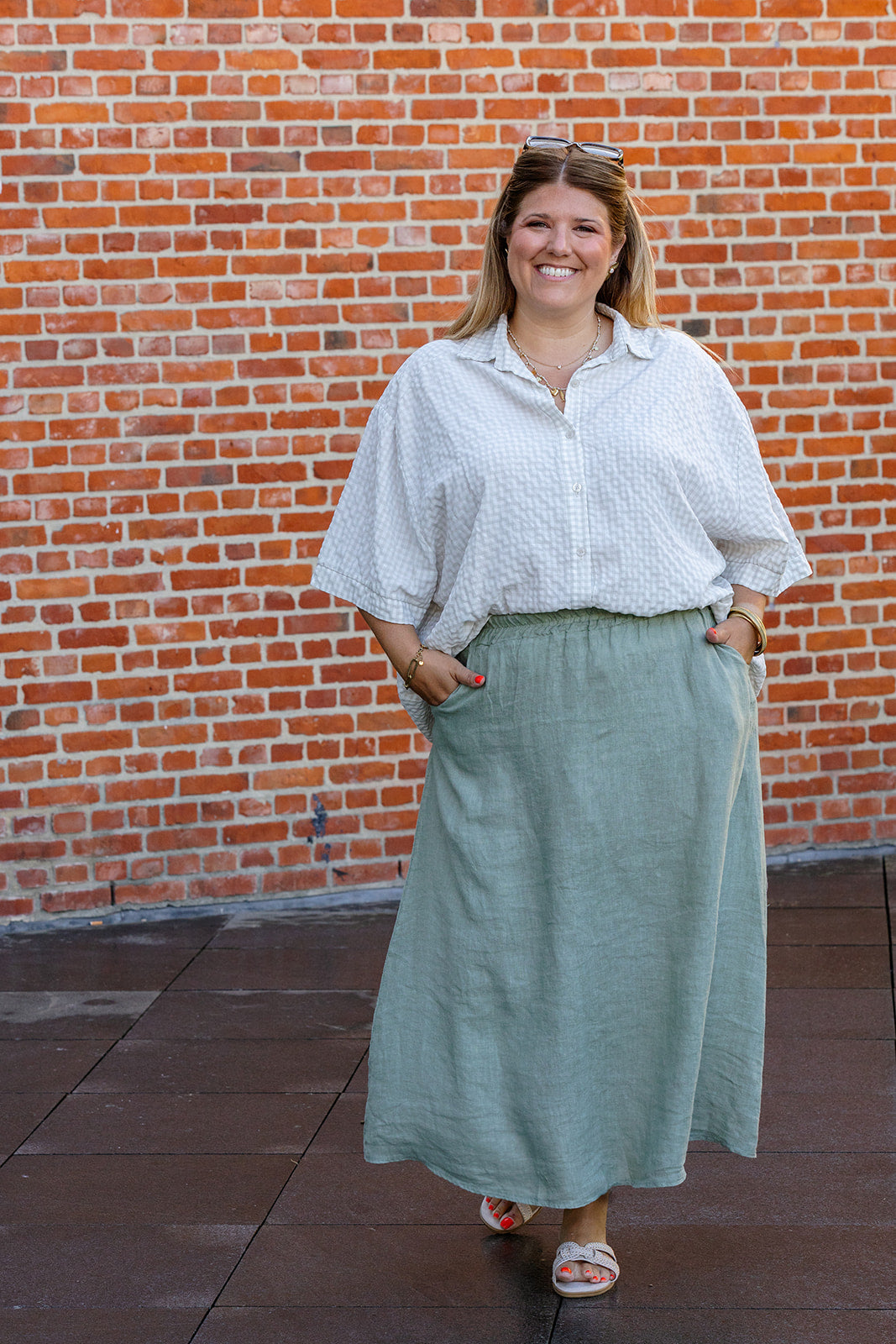 Alixe - blouse - vichy beige