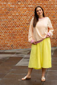 Bobbie - sweater striped - lichtroze/geel