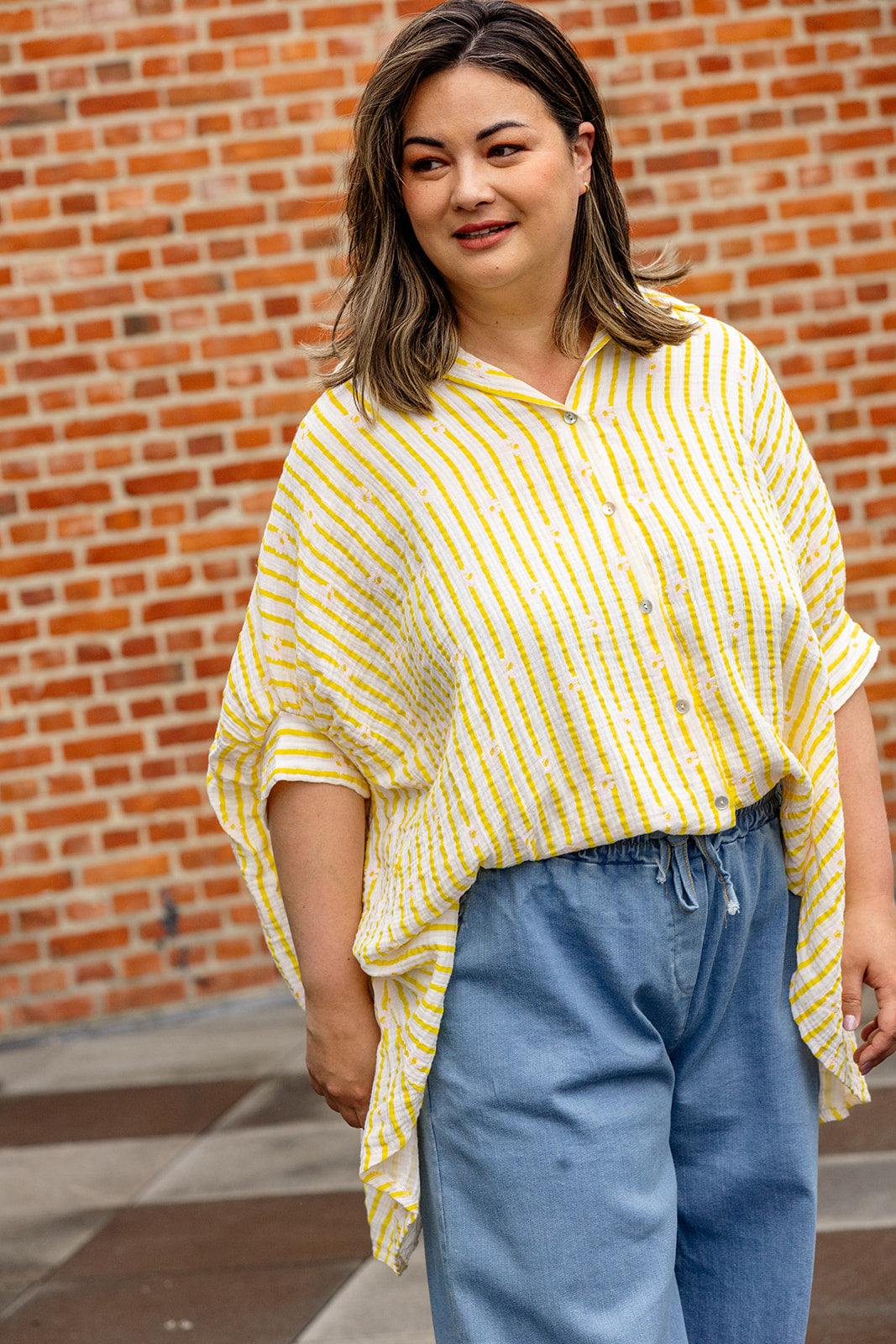 Maddi - blouse- wit/geel