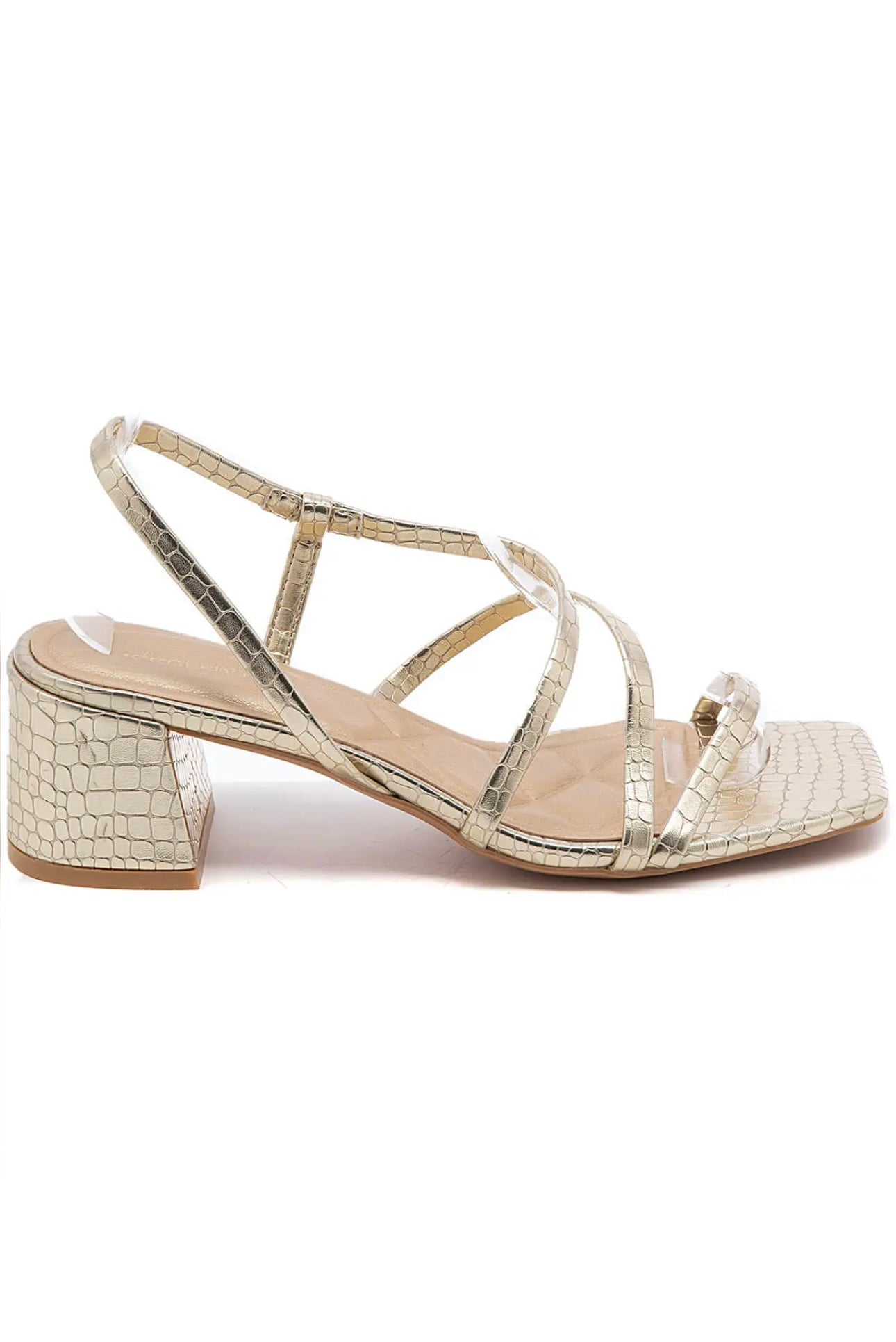Cinne - sandaal met hak - croco goud- mt 36